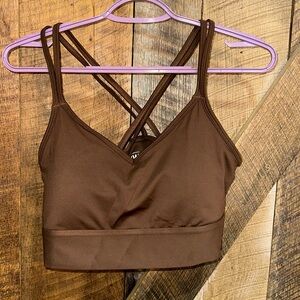 NWT Madewell MWL Flex Strappy Sports Bra Brown Large